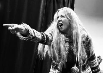 Cinderella's wicked stepmother practices her evil cackle ahead of the Dawlish Repertory Company pantomime at The Shaftesbury Theatre.